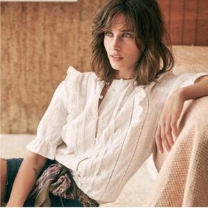 Sezane Paola Blouse in ecru, FR size 42 (US size 10)